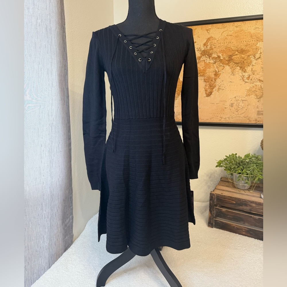 Nina Leonard fit and flare sweater dress